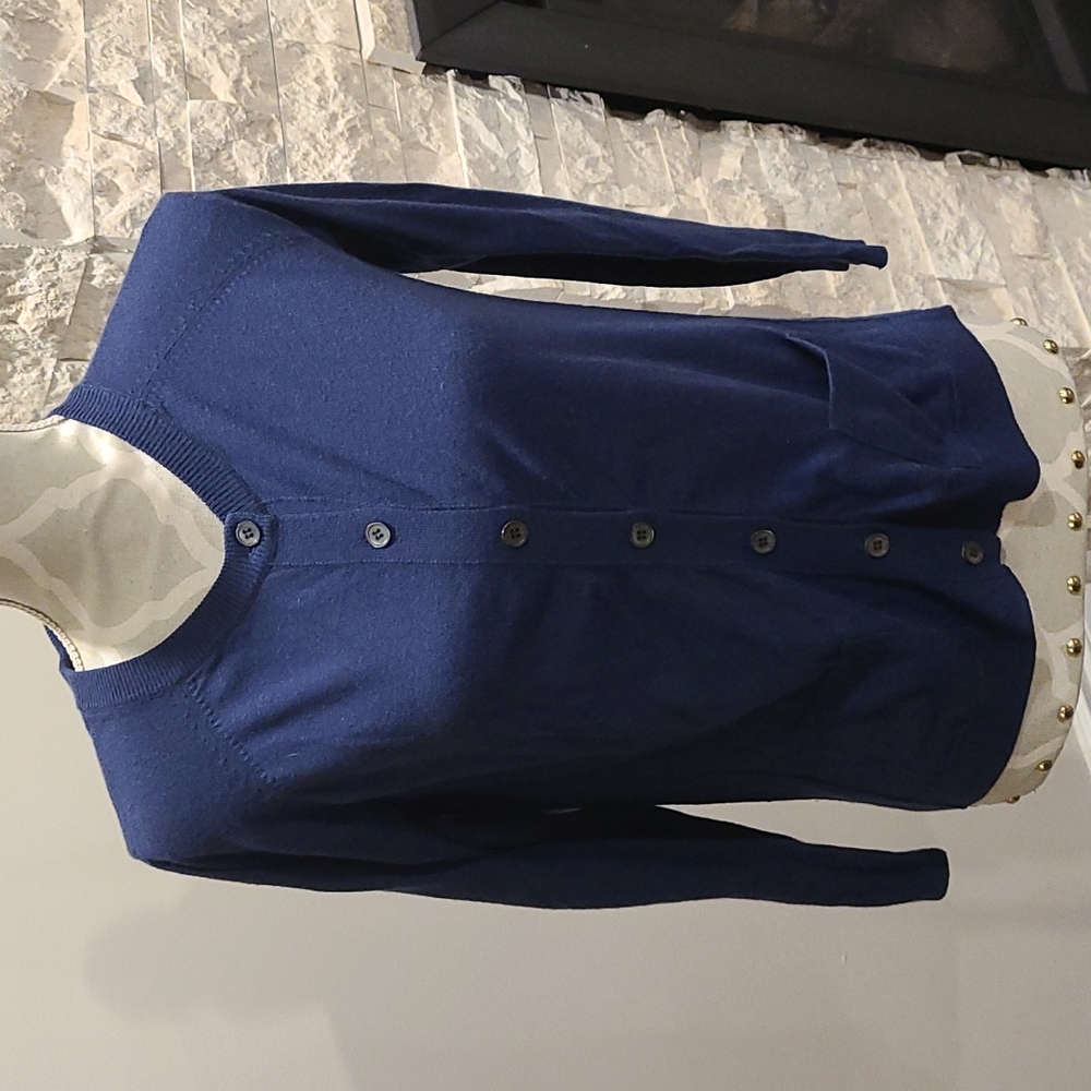 Joie Crew Neck Blue Cardigan soft wool blend